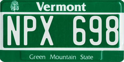 VT license plate NPX698
