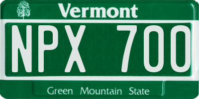 VT license plate NPX700