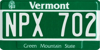 VT license plate NPX702