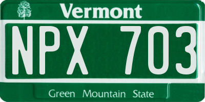VT license plate NPX703