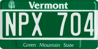 VT license plate NPX704