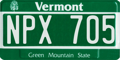 VT license plate NPX705