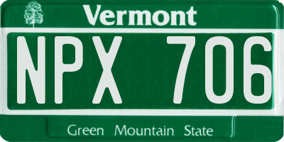VT license plate NPX706