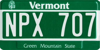 VT license plate NPX707