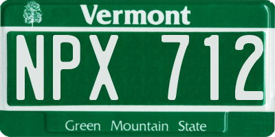 VT license plate NPX712