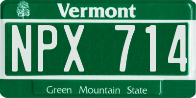 VT license plate NPX714