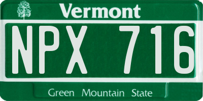 VT license plate NPX716