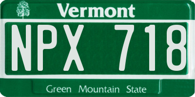 VT license plate NPX718