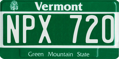 VT license plate NPX720