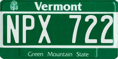 VT license plate NPX722
