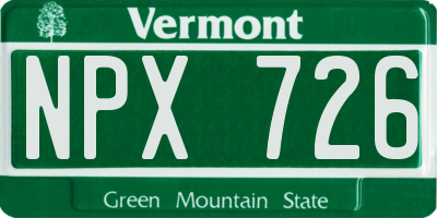 VT license plate NPX726