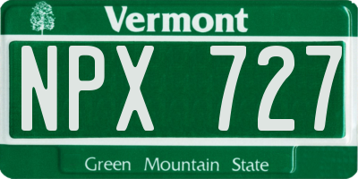 VT license plate NPX727