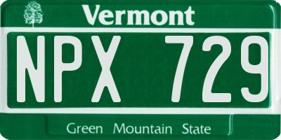 VT license plate NPX729