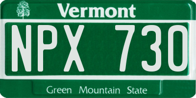 VT license plate NPX730