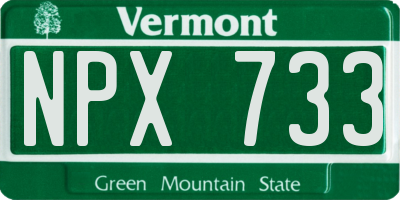 VT license plate NPX733
