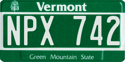 VT license plate NPX742