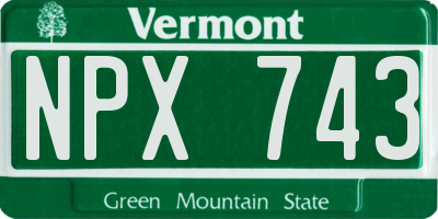 VT license plate NPX743