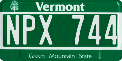 VT license plate NPX744