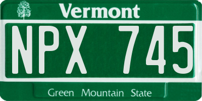 VT license plate NPX745