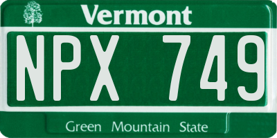 VT license plate NPX749