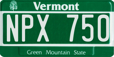 VT license plate NPX750
