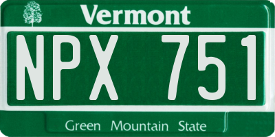 VT license plate NPX751