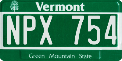 VT license plate NPX754