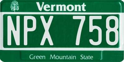 VT license plate NPX758