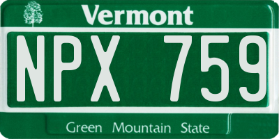 VT license plate NPX759