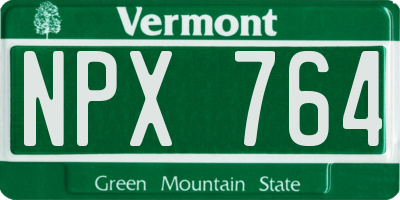 VT license plate NPX764