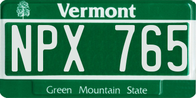 VT license plate NPX765