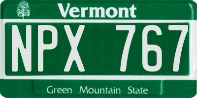 VT license plate NPX767