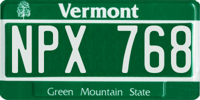 VT license plate NPX768