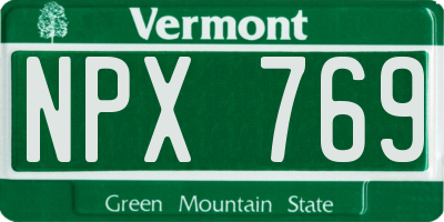 VT license plate NPX769