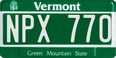 VT license plate NPX770