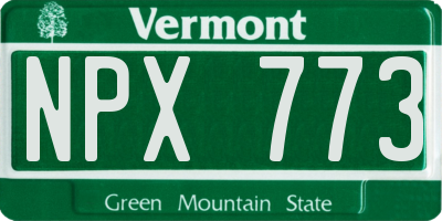 VT license plate NPX773