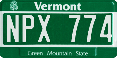 VT license plate NPX774