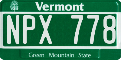 VT license plate NPX778
