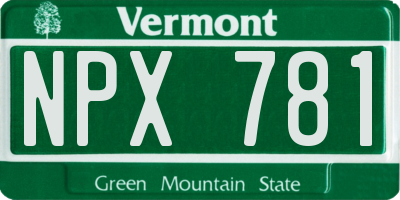 VT license plate NPX781