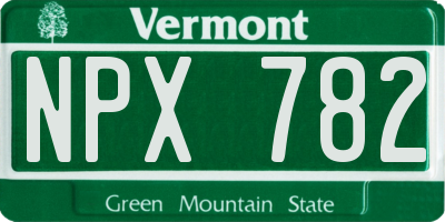 VT license plate NPX782