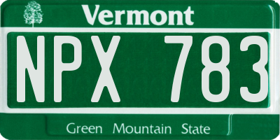 VT license plate NPX783