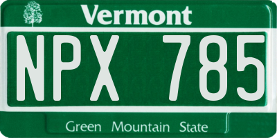 VT license plate NPX785