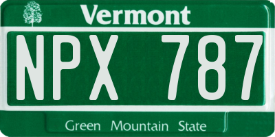 VT license plate NPX787