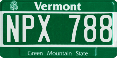VT license plate NPX788