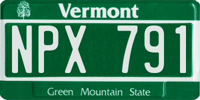 VT license plate NPX791