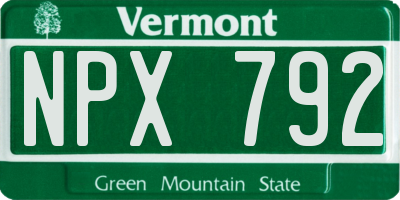 VT license plate NPX792