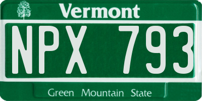 VT license plate NPX793