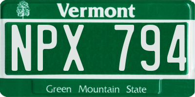 VT license plate NPX794