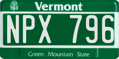 VT license plate NPX796