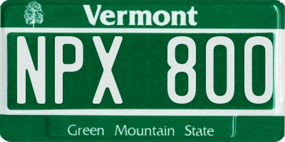 VT license plate NPX800